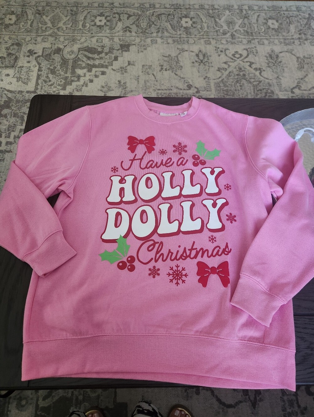 Dolly Parton Size Medium "Have A Holly Jolly Christmas" Pink Sweatshirt